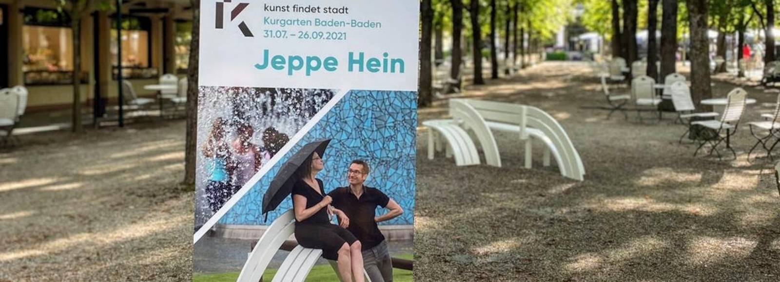 Plakat eines Kunstevents von Jeppe Hein im Kurgarten in Baden-Baden
