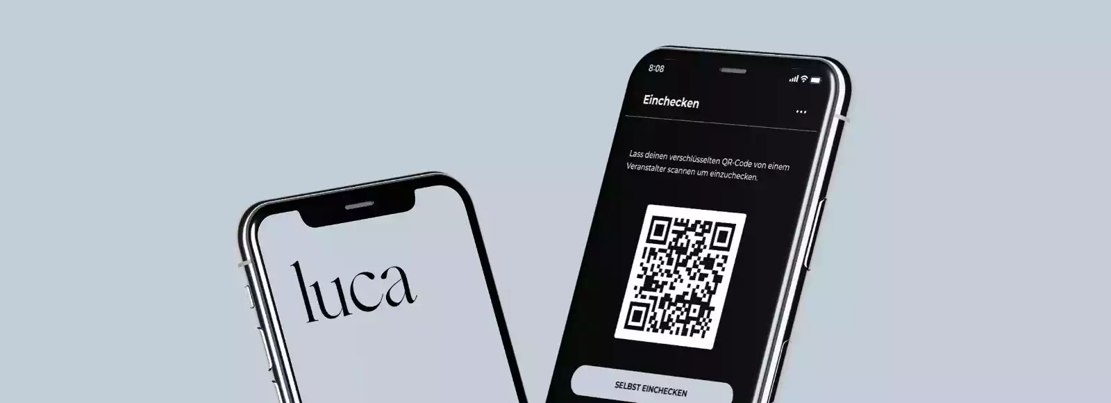 Bild von zwei Smartphones mit der geöffneten Luca App
